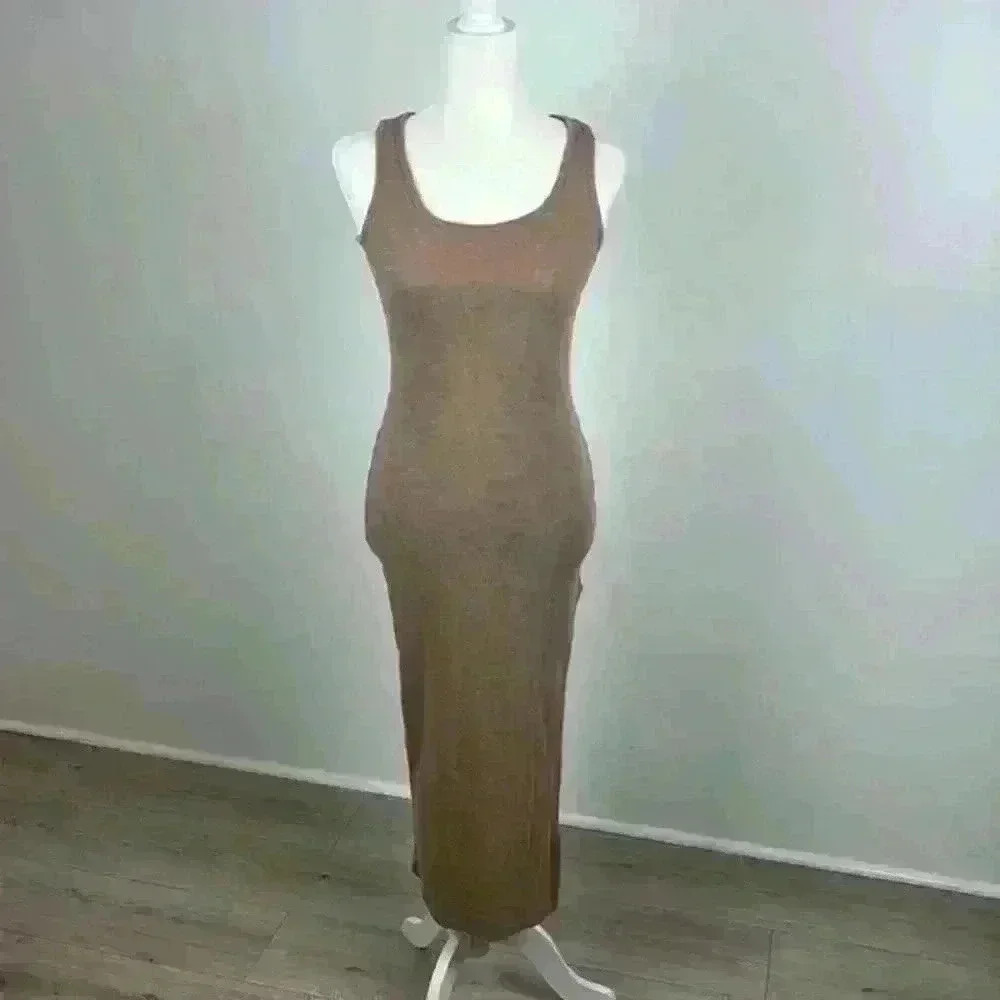 SHEIN Tan Sleeveless Bodycon Dress Size M
